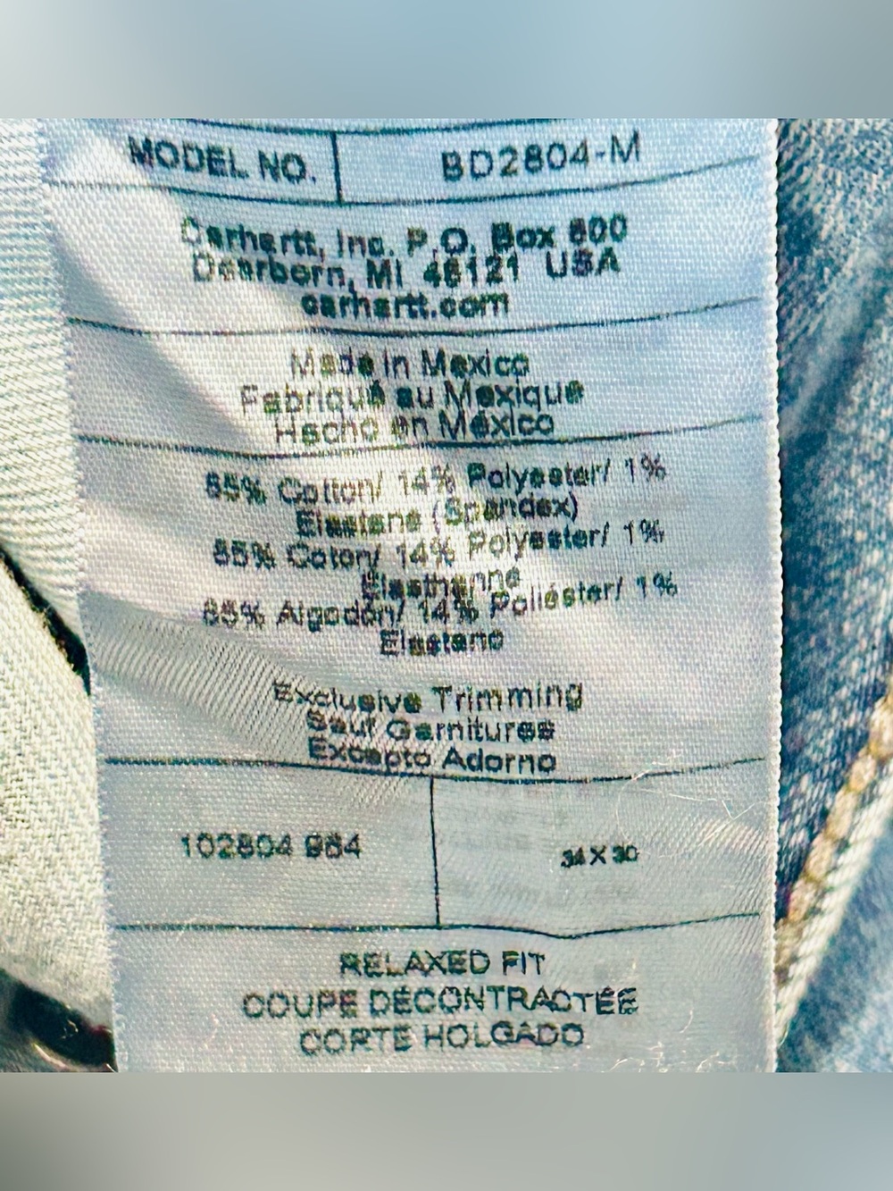 Carhartt Relaxed Straight Rugged Flex Jeans medium wash Men’s size 34x30 New - Picture 8 of 11